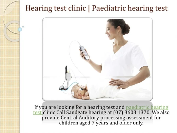 Hearing test cliic | Paediatric hearing test