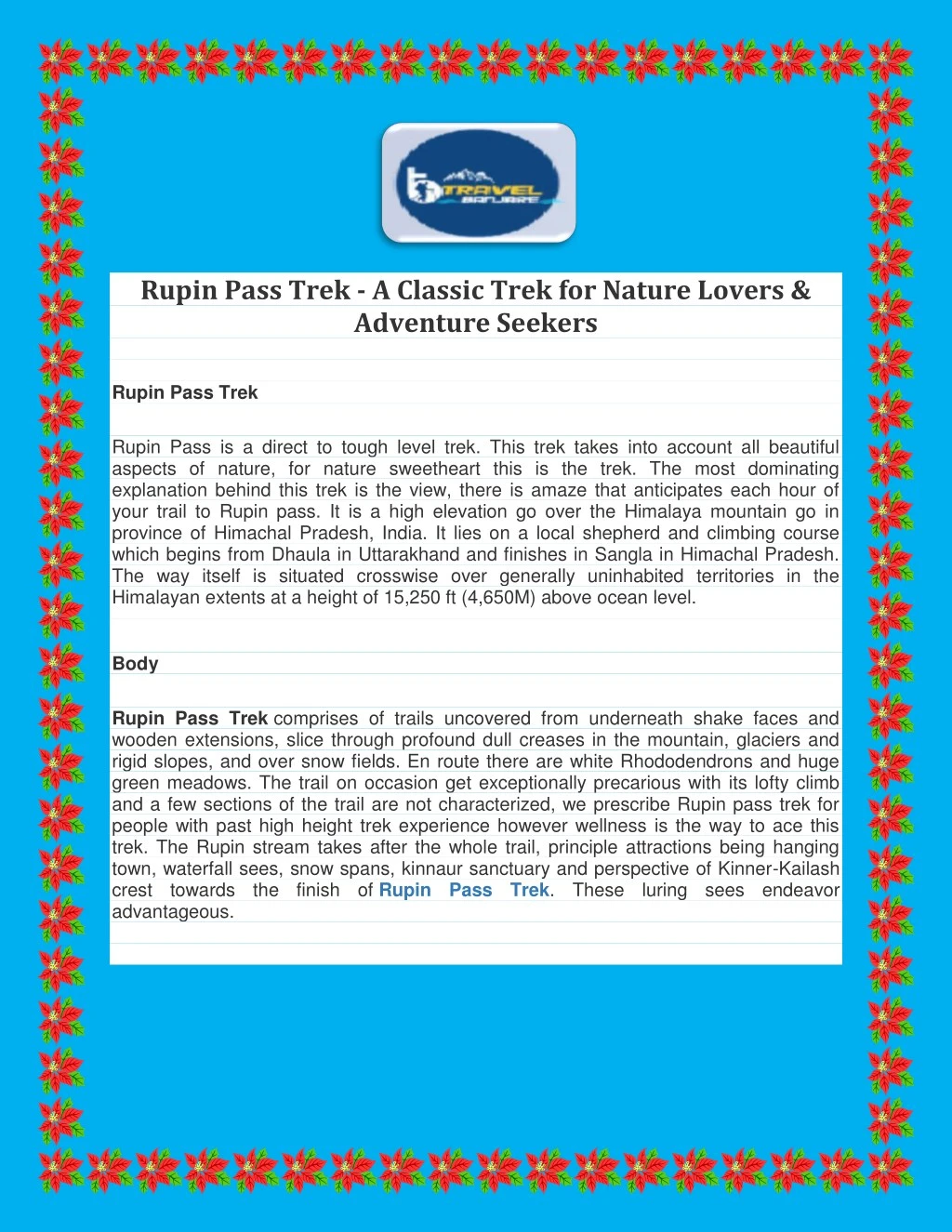 rupin pass trek a classic trek for nature lovers