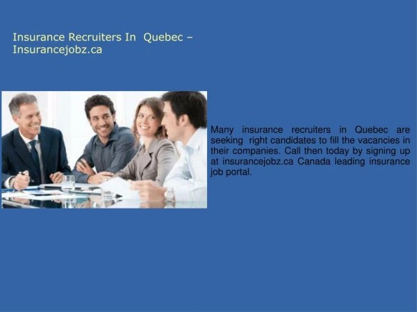 Insurance Recruiters In Quebec