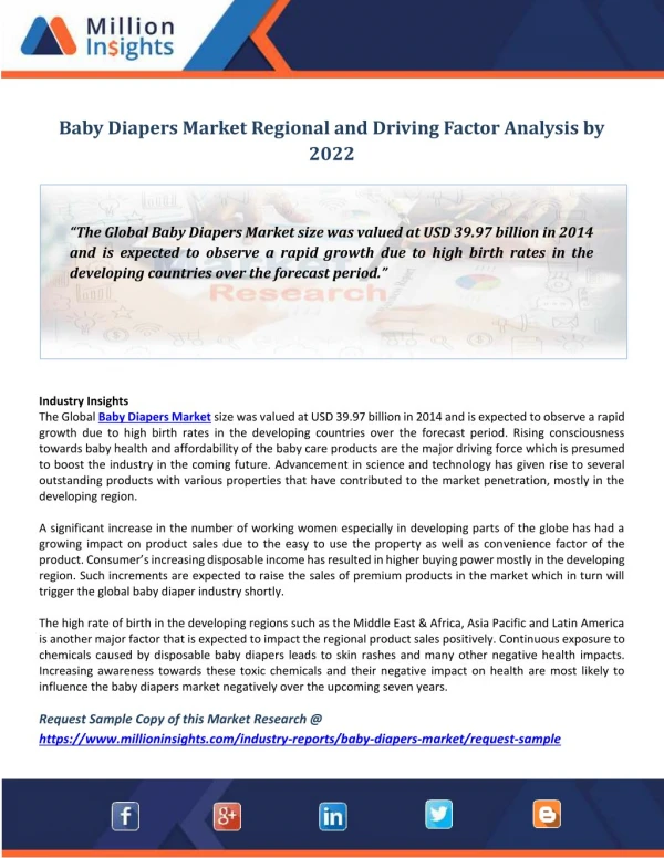 Baby Diapers Market Regional and Driving Factor Analysis by 2022