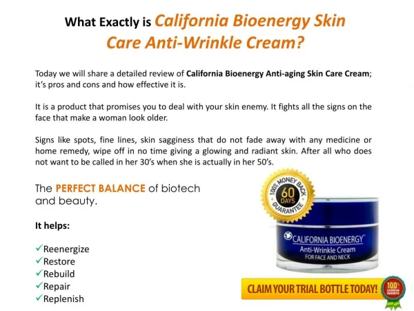 California Bioenergy Anti-Aging Skin Care Cream