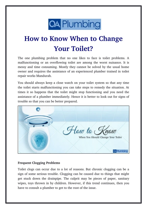 How to Know When to Change Your Toilet?