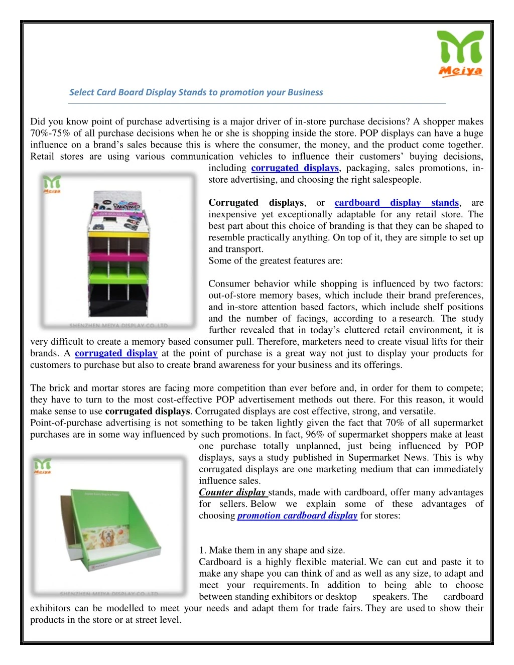 select card board display stands to promotion