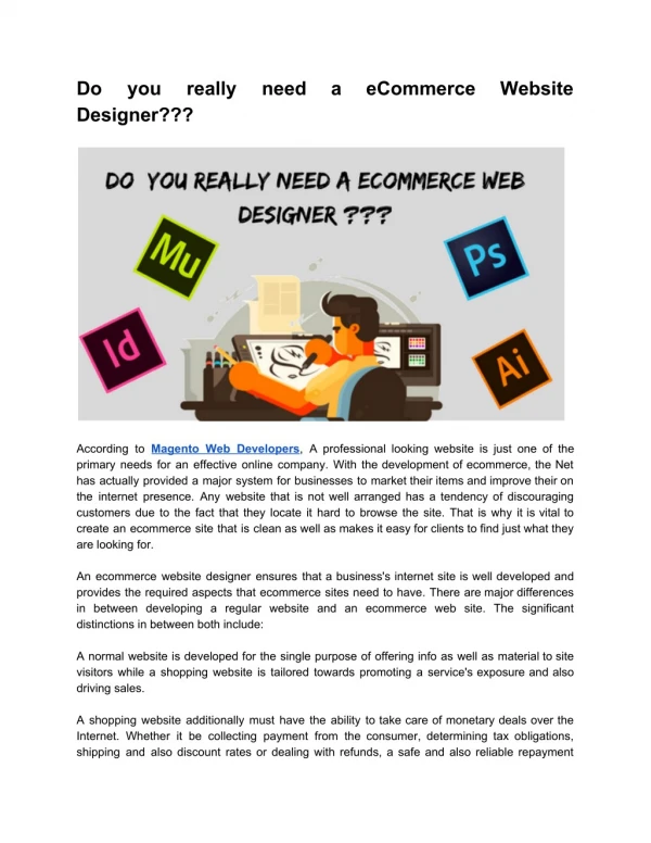 Why Hire an eCommerce Web Designer ??