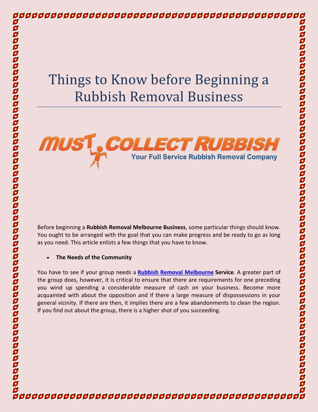 things to know before beginning a rubbish removal