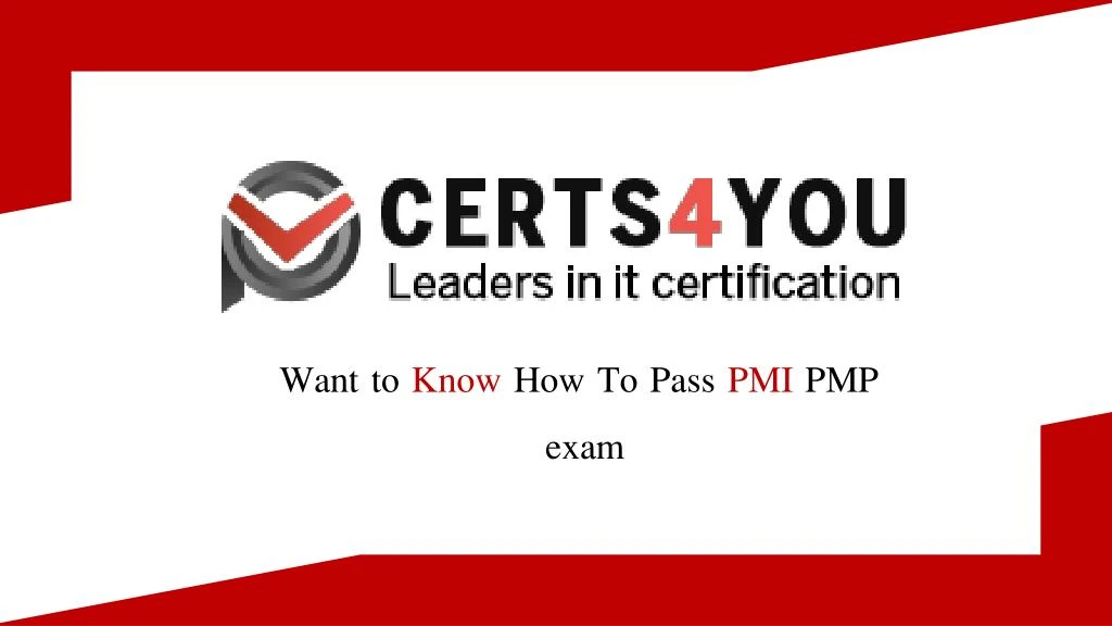 want to know how to pass pmi pmp exam