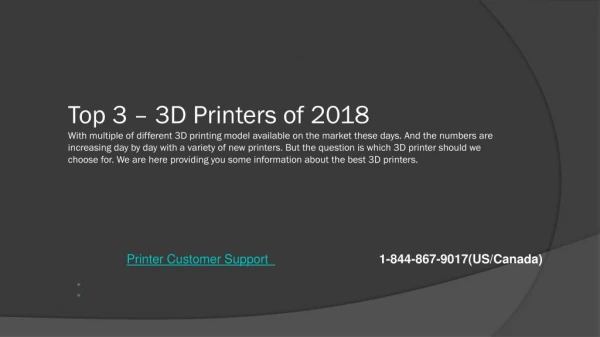 Top 3 – 3D Printers of 2018