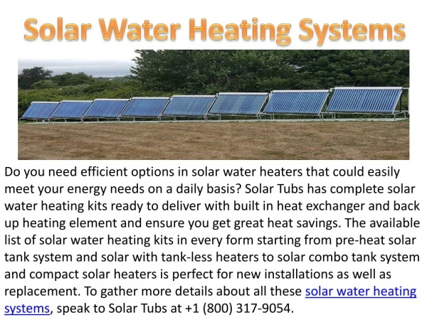 Quality Solar Water Heating Systems