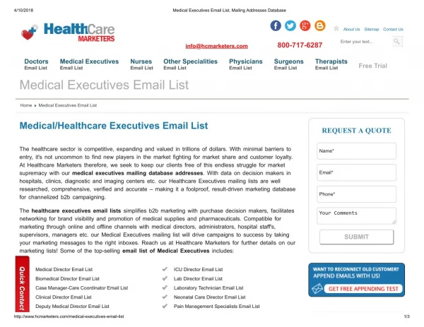 Email List of Medical Executives in USA
