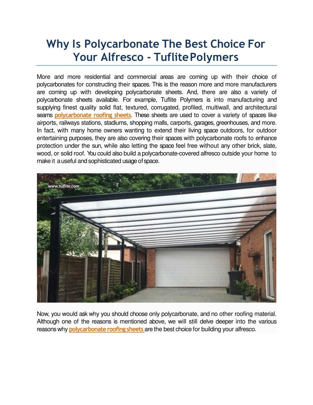 why is polycarbonate the best choice for your alfresco tuflite polymers