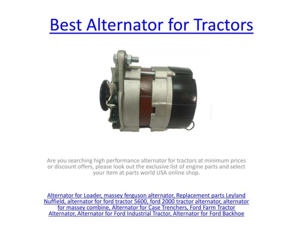 Alternator for Ford Tractor