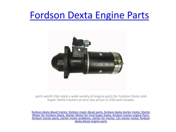 Fordson Dexta Diesel Engine Parts