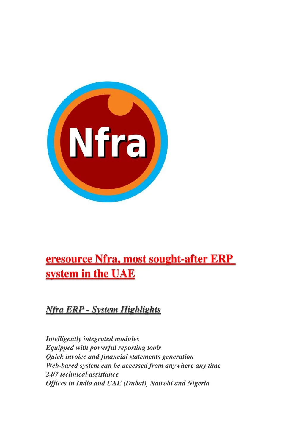 eresource nfra most sought after erp system