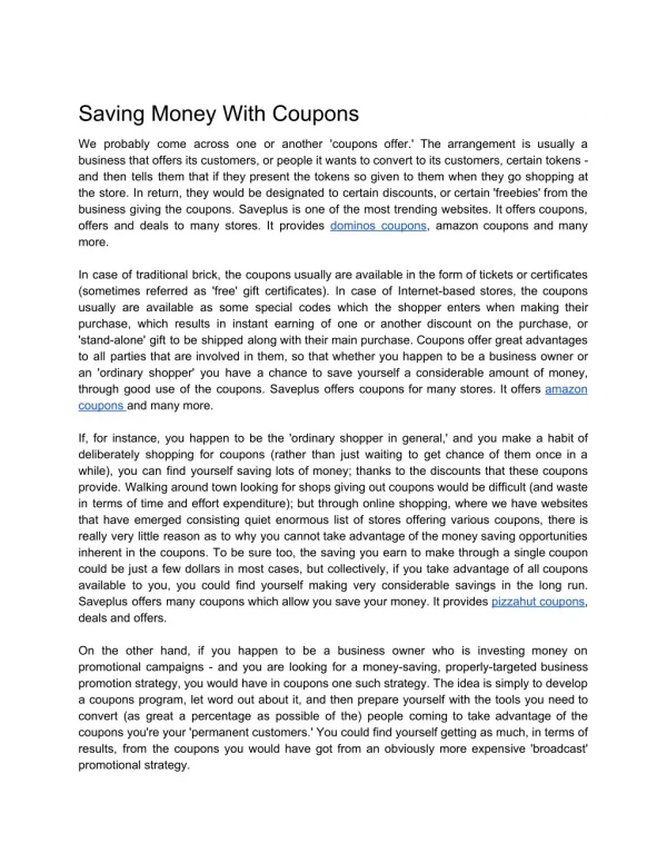 Saving Money With Coupons