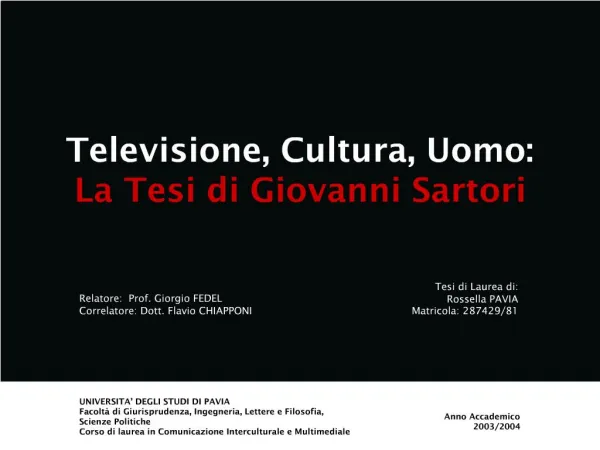 Televisione, Cultura, Uomo: La Tesi di Giovanni Sartori