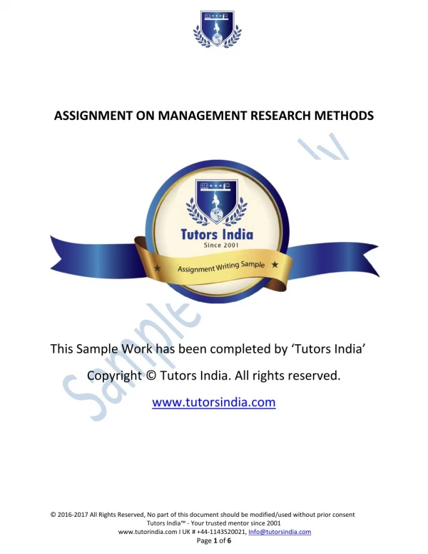 Business Management Research Methods Assignment