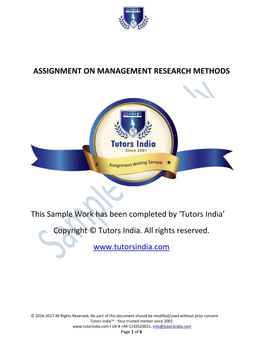 assignment on management research methods