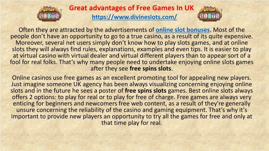 great advantages of free games in uk