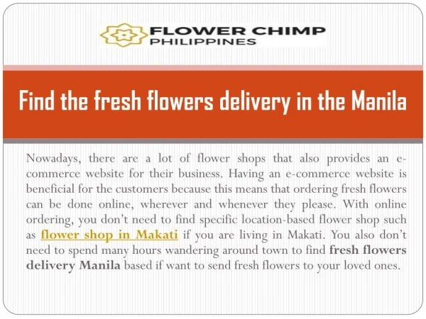 Find the fresh flowers delivery in the Manila