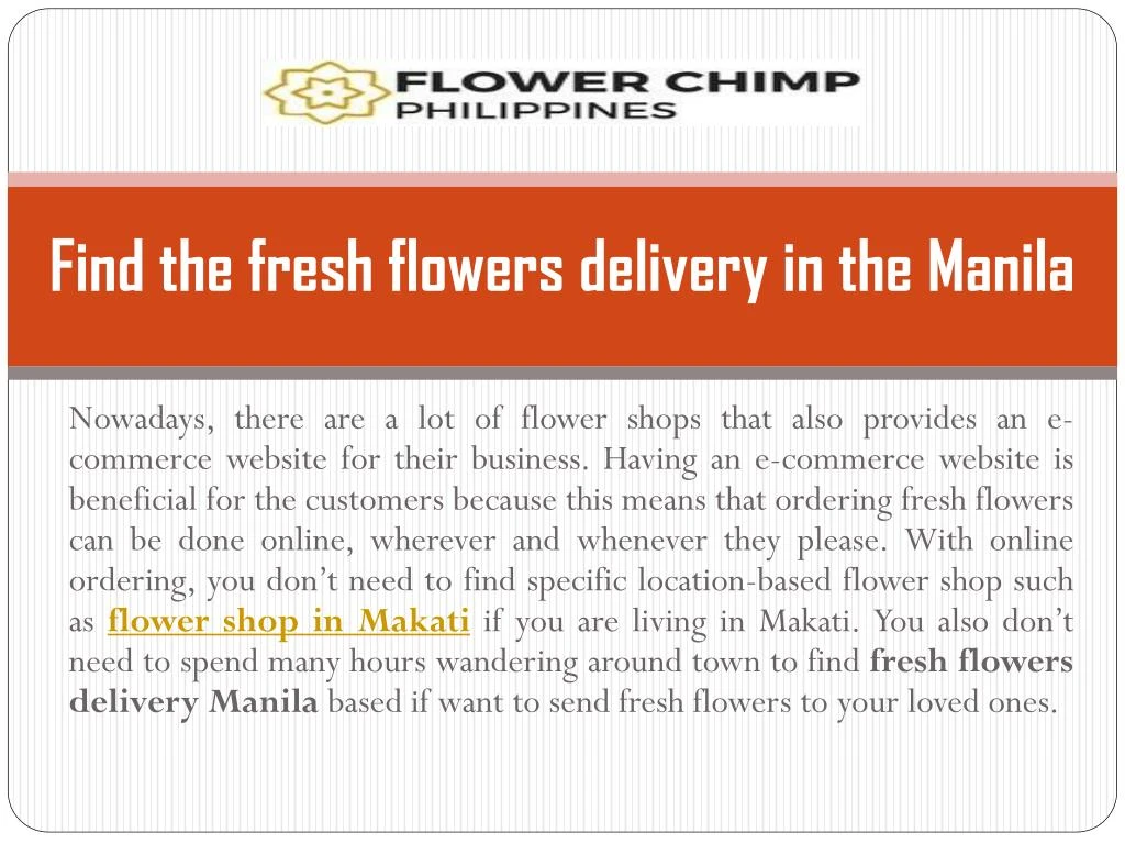 find the fresh flowers delivery in the manila
