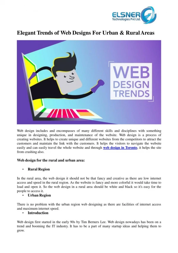 Elegant Trends of Web Designs For Urban & Rural Areas
