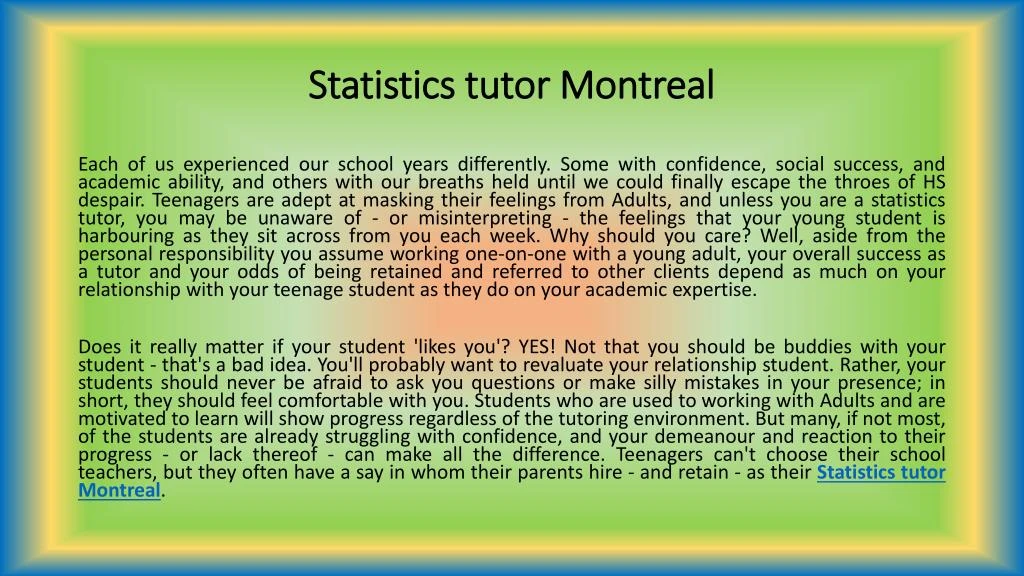 statistics tutor montreal
