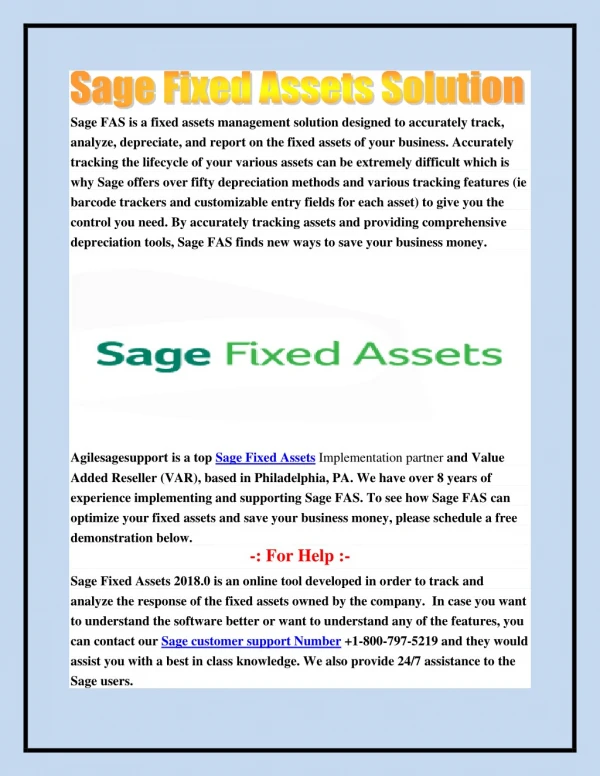 Sage Fixed Assets 2018