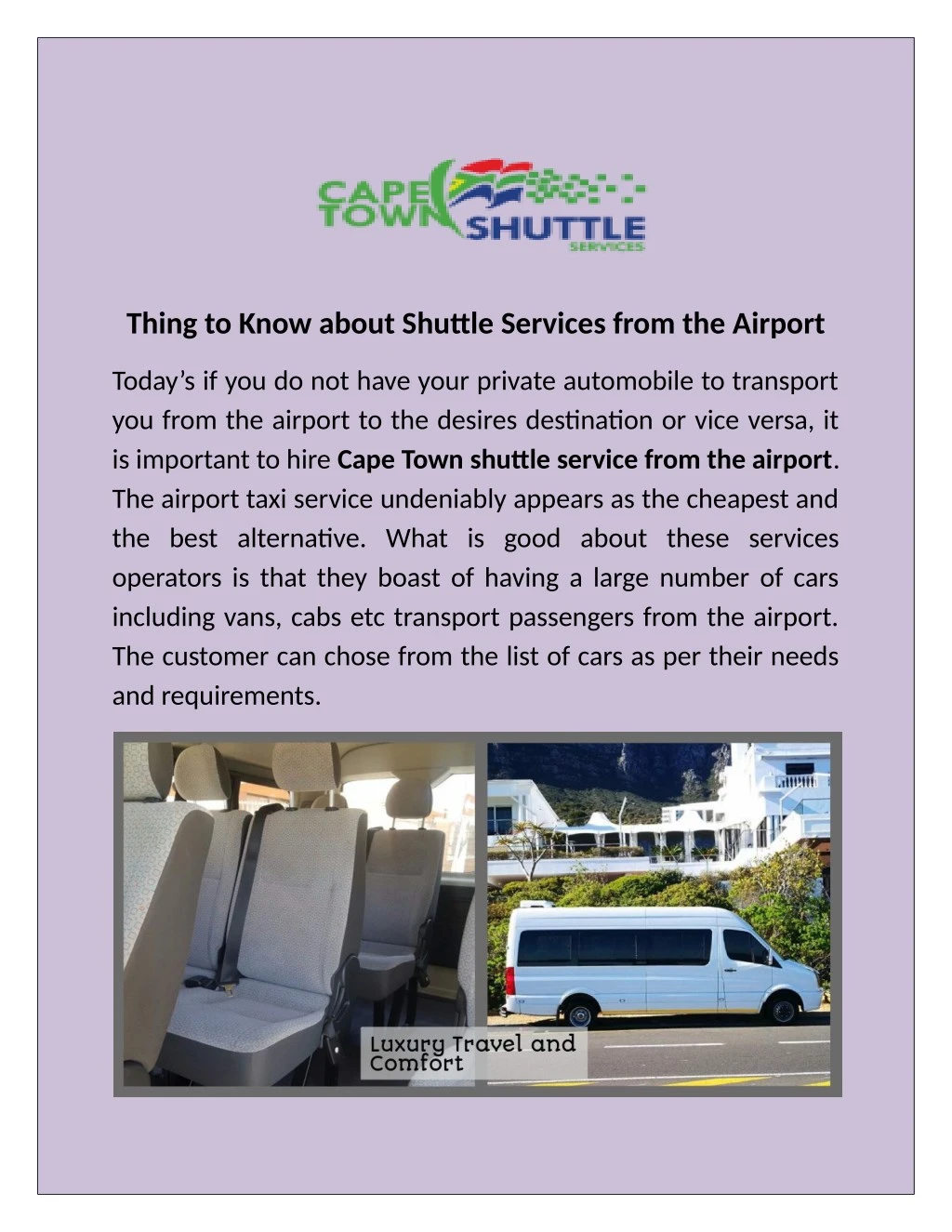 thing to know about shuttle services from