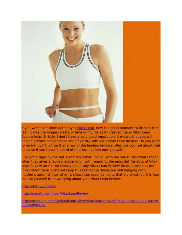 Vitax Lean - This Helps You Melt Away The Ugly Fat