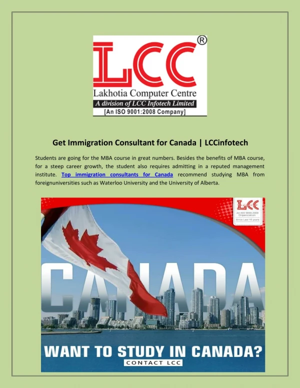 Get Immigration Consultant for Canada | LCCinfotech
