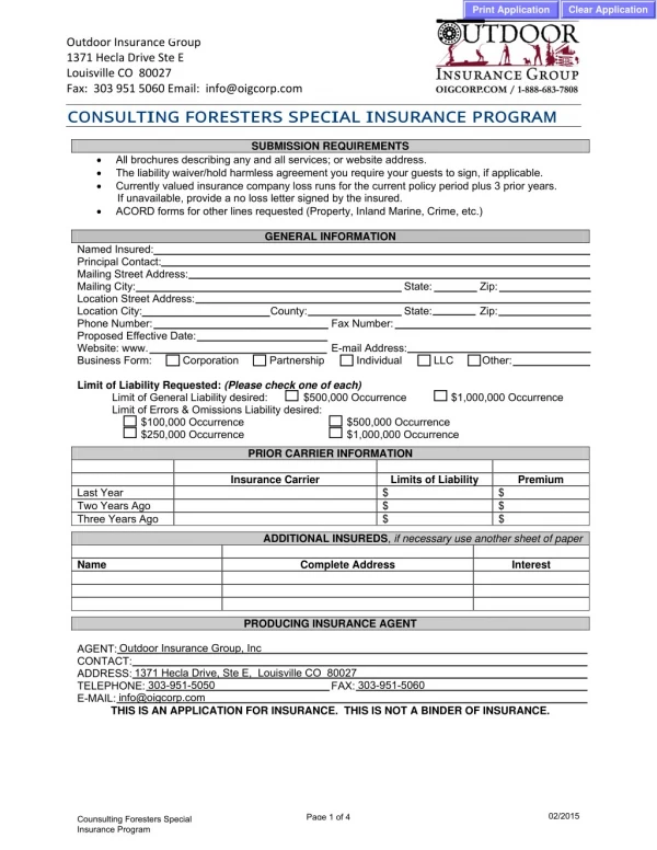 Consulting Foresters Special Insurance Program