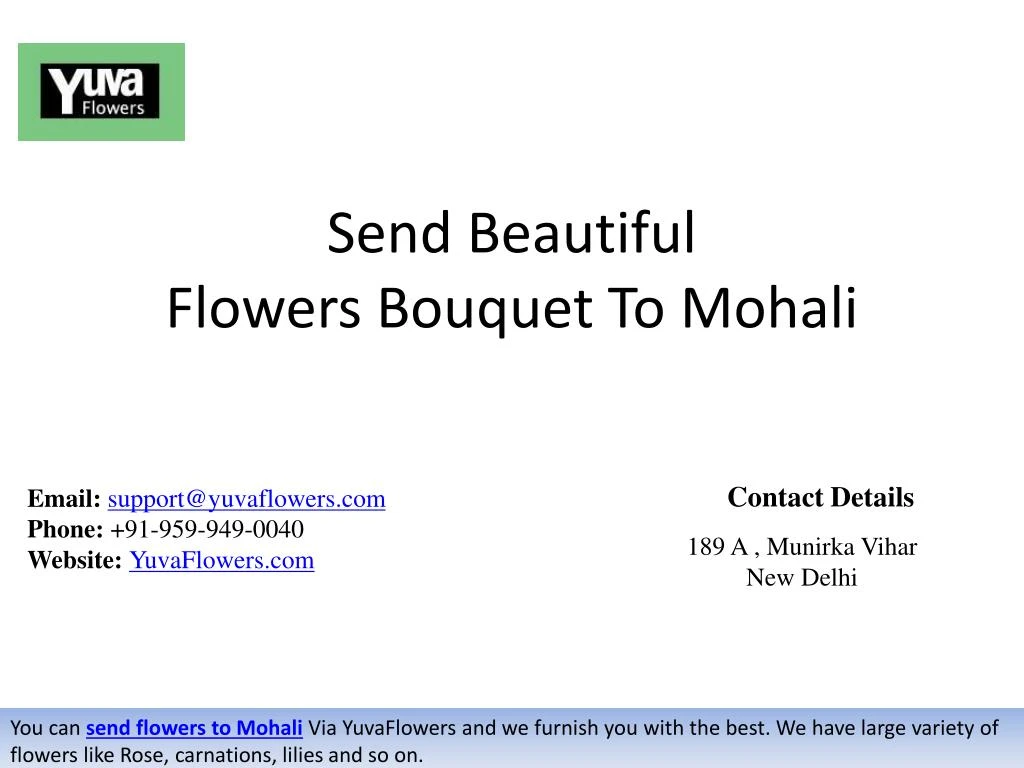 send beautiful flowers bouquet to mohali