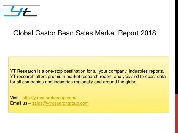 Global Castor Bean Sales Market Report 2018
