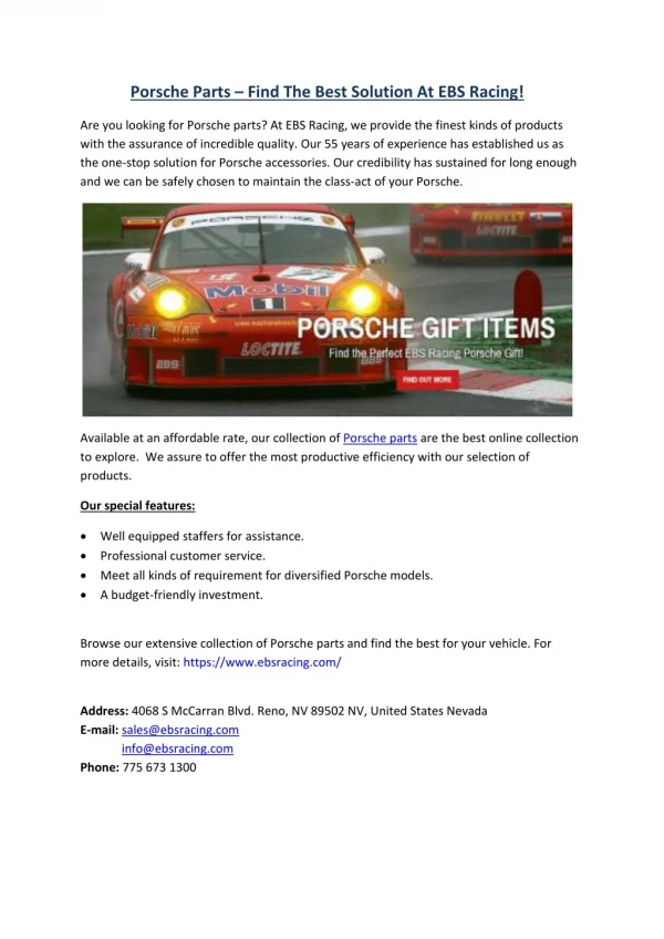 Porsche Parts | EBS Racing