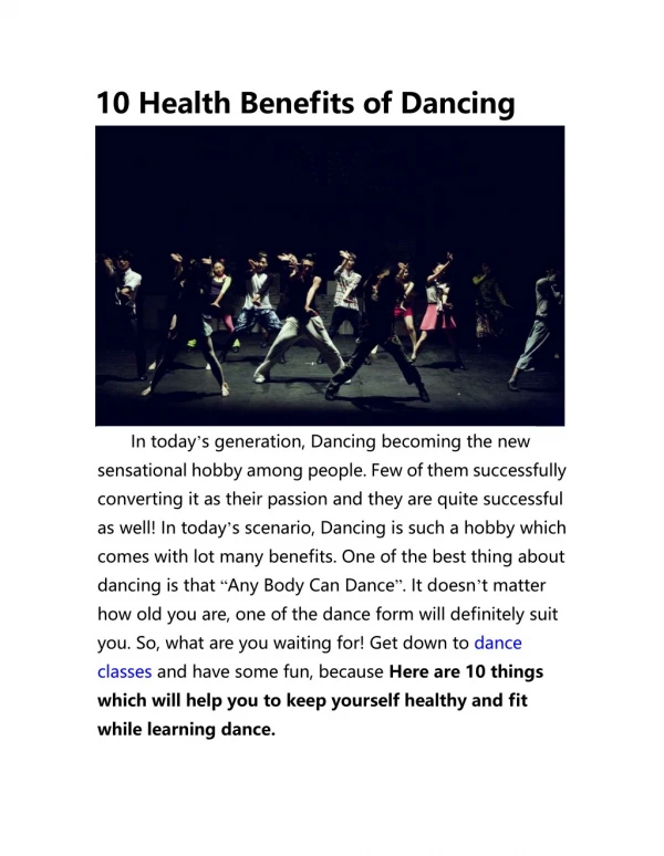 10 Health Benefits of Dancing