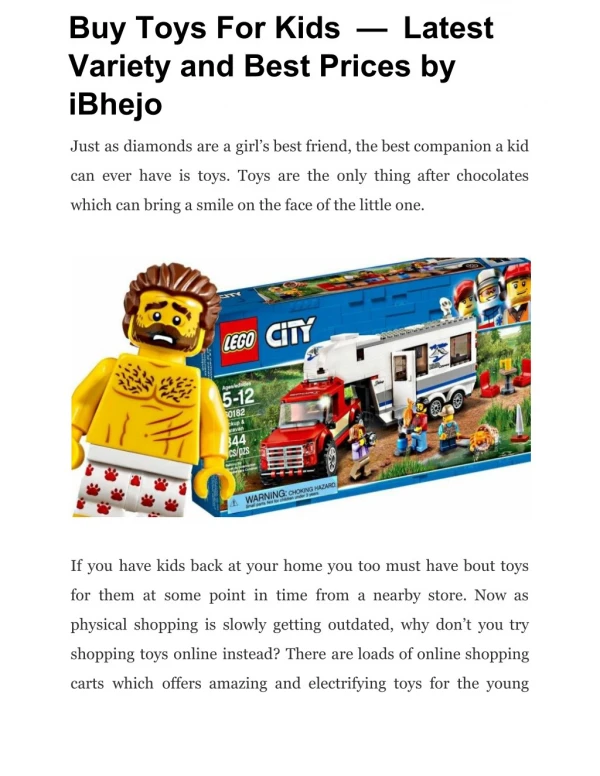 Buy Toys For Kids — Latest Variety and Best Prices by iBhejo