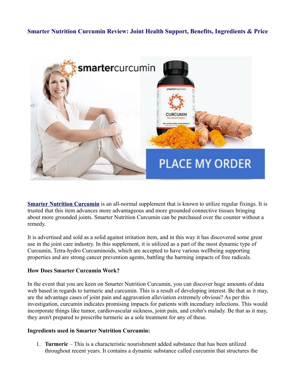 smarter nutrition curcumin review joint health