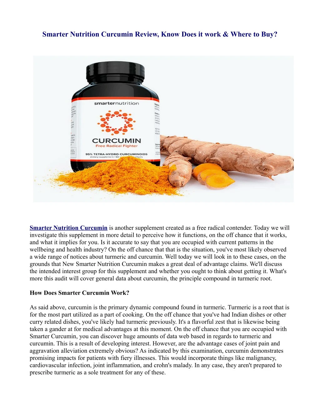 smarter nutrition curcumin review know does