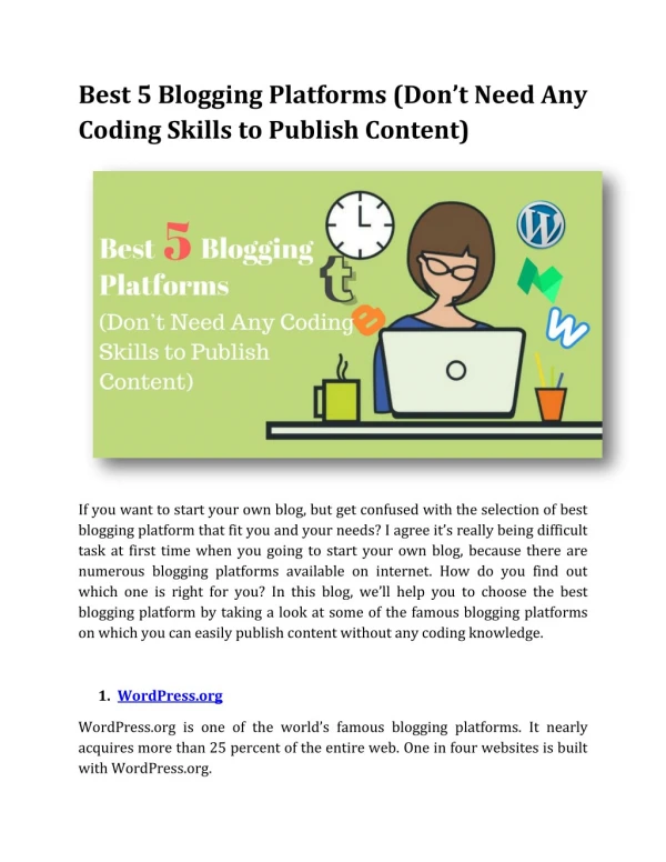 Best 5 Blogging Platforms (Don’t Need Any Coding Skills to Publish Content)