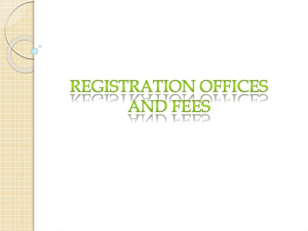 Registration Offices and Fees â€“ Business Registration