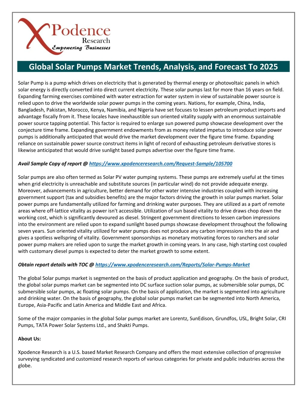 global solar pumps market trends analysis