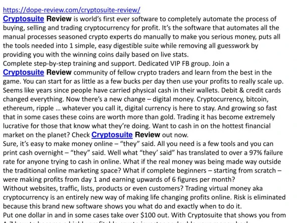 CRYPTOSUITE review and bonus