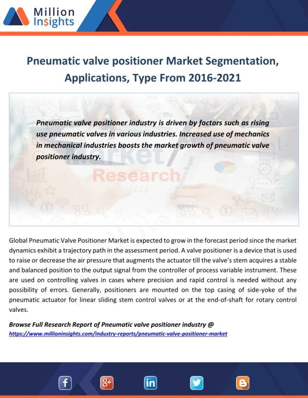 pneumatic valve positioner industry production share and outlook to 2021