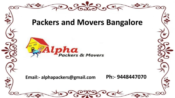 Cheap and Best Packers and Movers Bangalore.