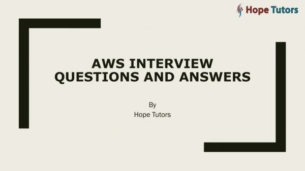 AWS Interview Question and Answers