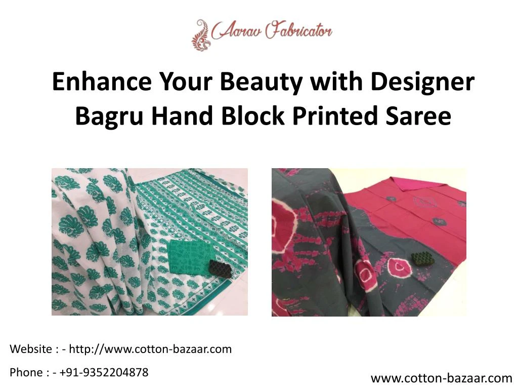 enhance your beauty with designer bagru hand block printed saree