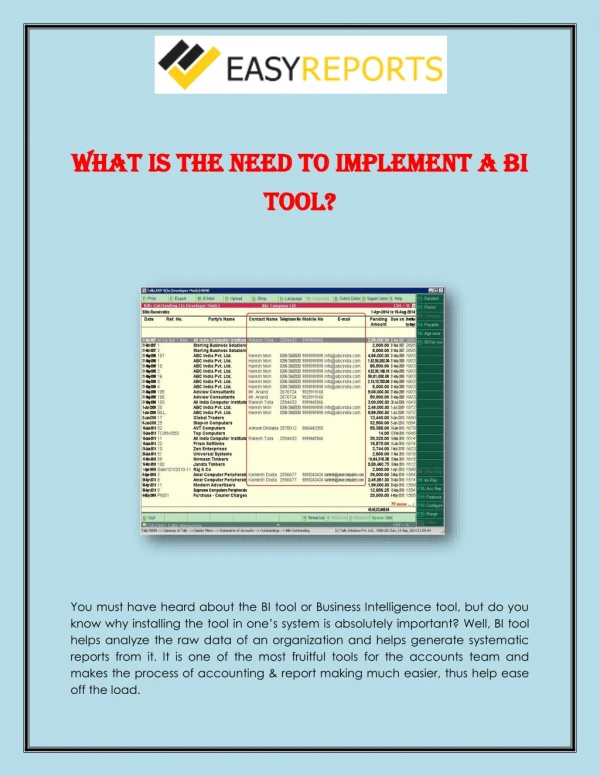 What is the need to implement a BI tool?