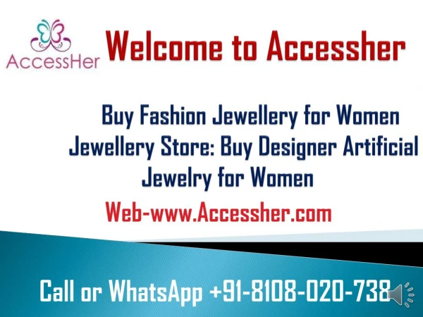 Buy Fashion Jewellery Earing, Necklace, Ring Bracelet Online : Accessher Jewellery