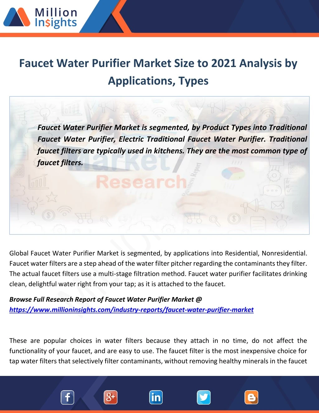 faucet water purifier market size to 2021
