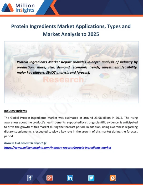 Protein Ingredients Market Applications, Types and Market Analysis to 2025